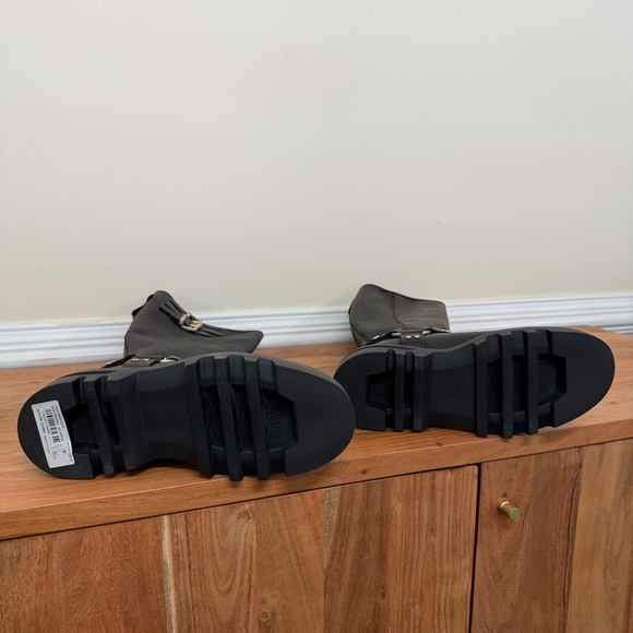 NEW in BOX!!! All Saints JADE Leather Knee High Moto Biker Boots - Black - Sz 10 - Picture 10 of 15